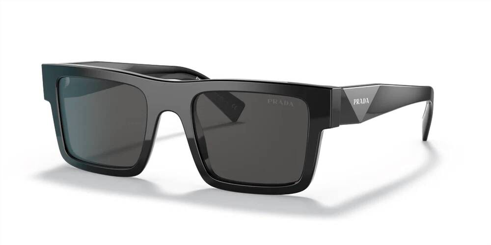 NEW PRADA men's rectangle style sunglasses in black/dark grey